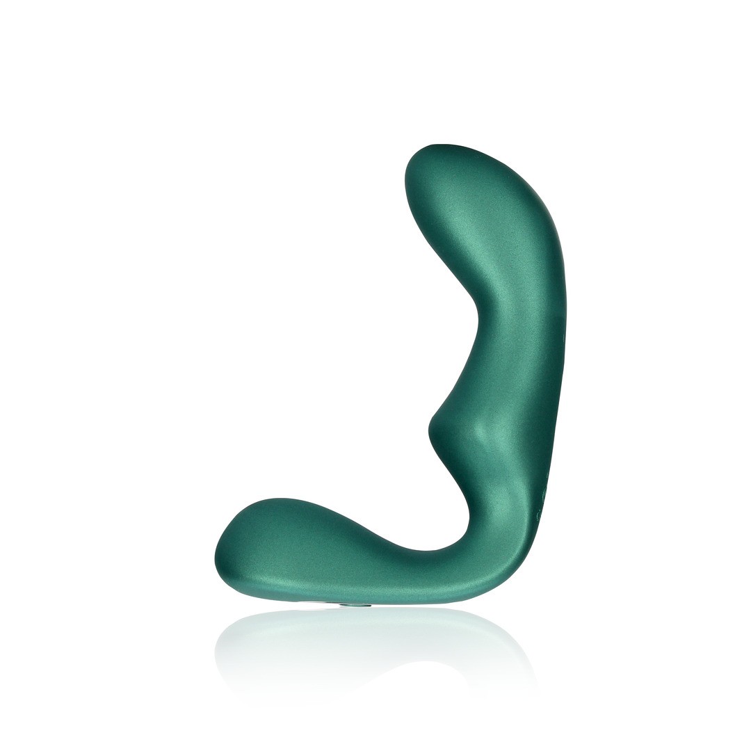 POINTED VIBRATING PROSTATE MASSAGER WITH REMOTE CONTROL - METALLIC GREEN