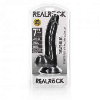 CURVED REALISTIC DILDO WITH BALLS AND SUCTION CUP - 7 / 18 CM