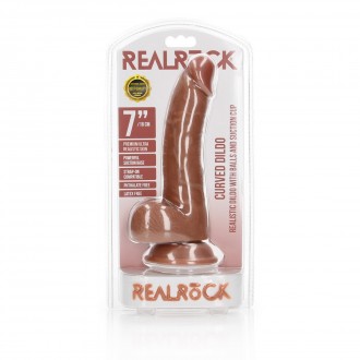 CURVED REALISTIC DILDO WITH BALLS AND SUCTION CUP - 7 / 18 CM