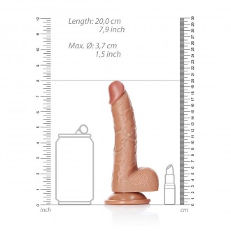 CURVED REALISTIC DILDO WITH BALLS AND SUCTION CUP - 7 / 18 CM