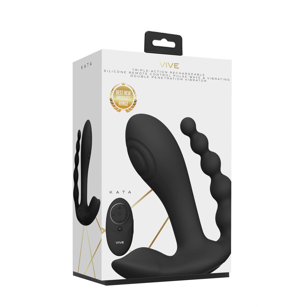 KATA - PULSE WAVE  VIBRATING DOUBLE PENETRATION VIBRATOR - BLACK