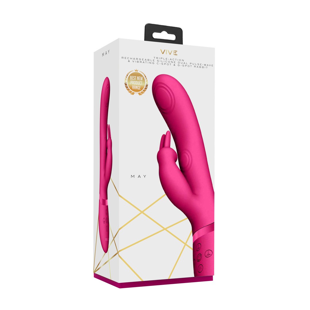 MAY - DUAL PULSE-WAVE  VIBRATING C-SPOT  G-SPOT RABBIT - PINK