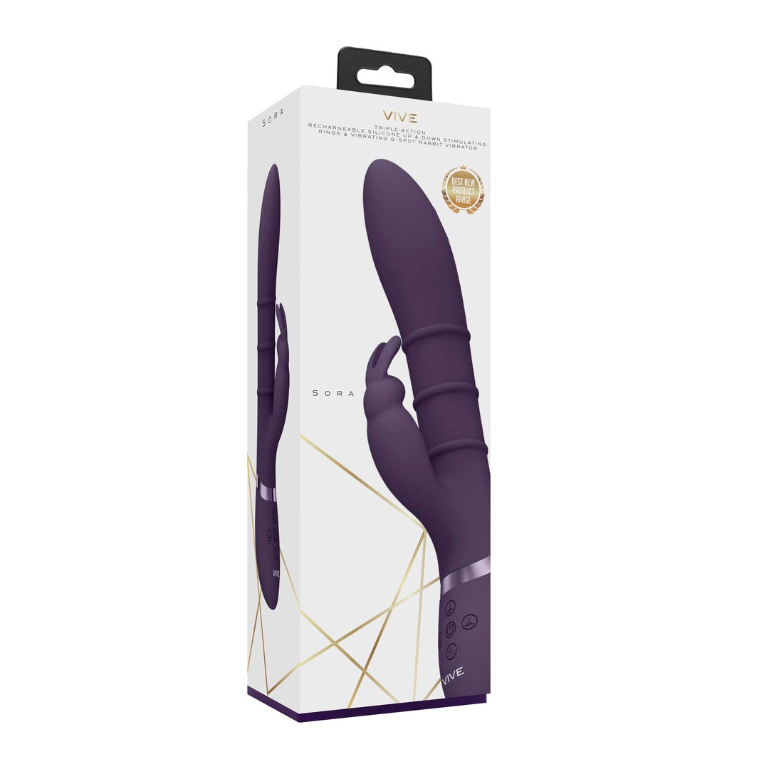 SORA - UP  DOWN STIMULATING RINGS, VIBRATING G-SPOT RABBIT - PURPLE