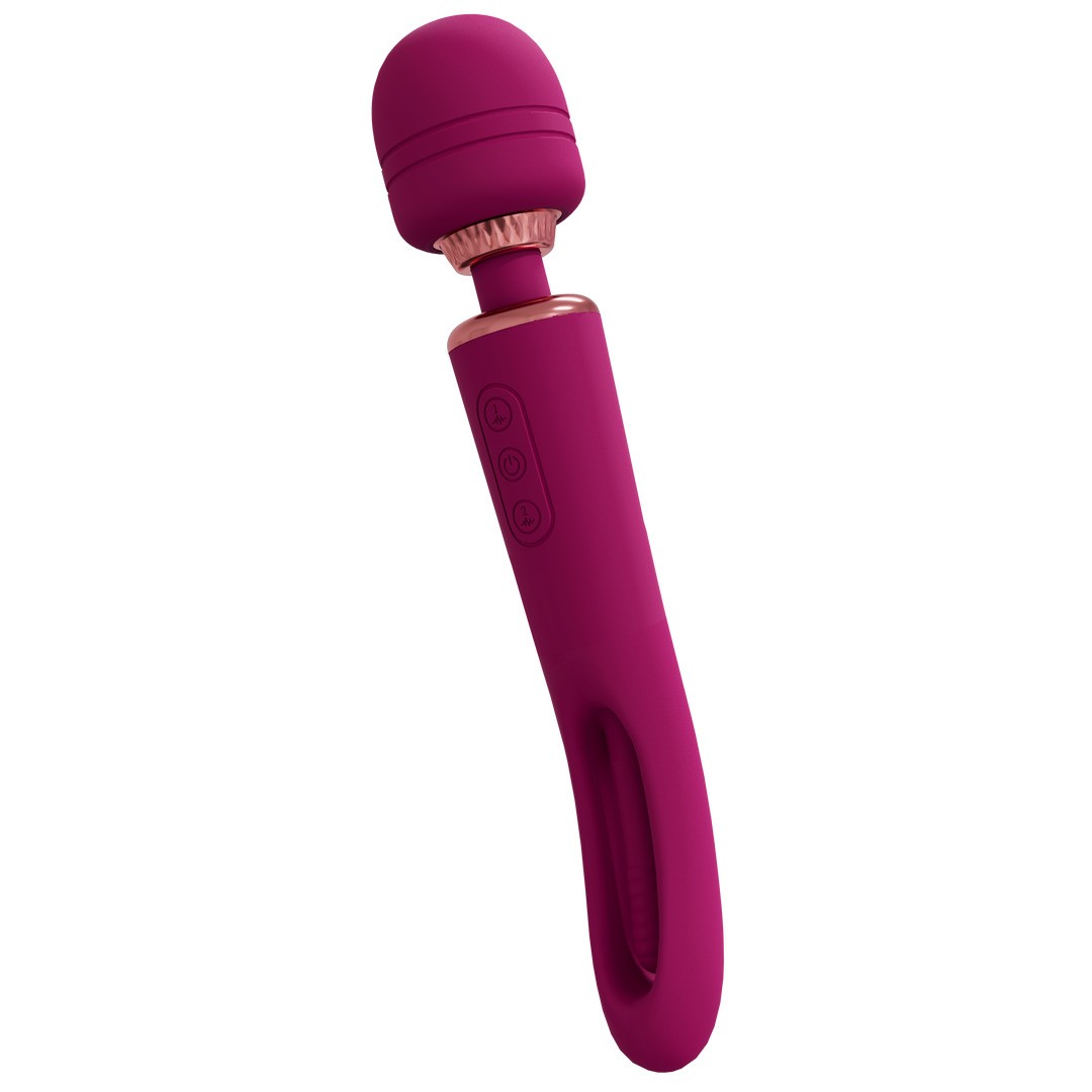 KIKU - DOUBLE ENDED WAND WITH INNOVATIVE G-SPOT FLAPPING STIMULATOR - PINK