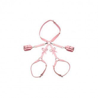 BONDAGE HARNESS WITH BOWS - XL/2XL - PINK