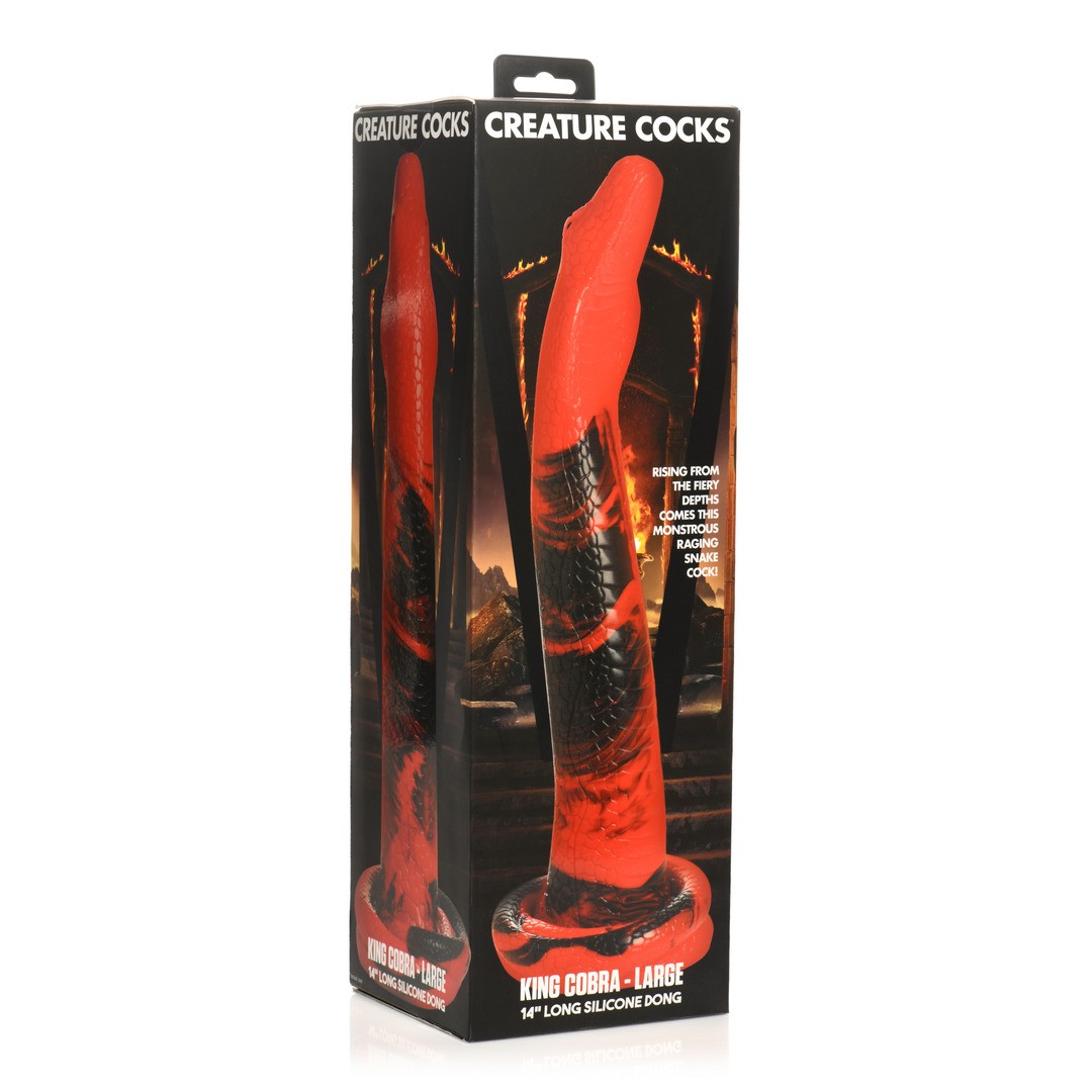 KING COBRA - SILICONE DILDO - 14 / 36 CM - RED/BLACK