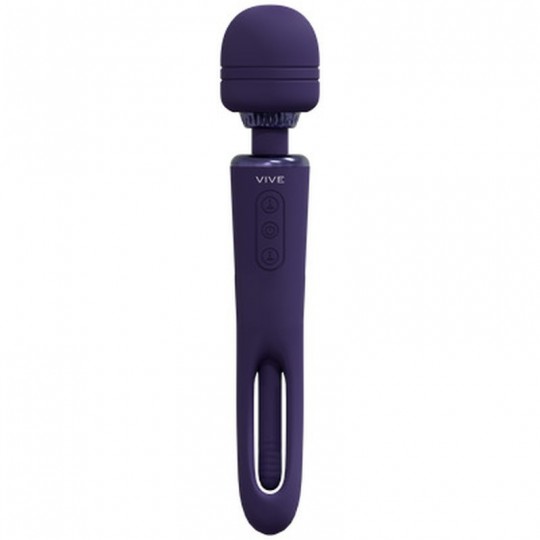 KIKU - DOUBLE ENDED WAND WITH INNOVATIVE G-SPOT FLAPPING STIMULATOR - PURPLE