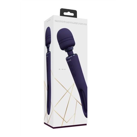 KIKU - DOUBLE ENDED WAND WITH INNOVATIVE G-SPOT FLAPPING STIMULATOR - PURPLE