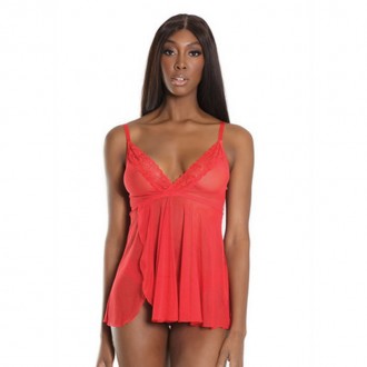 TRIM BABYDOLL AND THONG - ONE SIZE