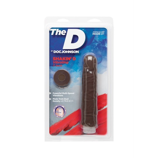 SHAKIN&#039; D - VIBRATING REALISTIC ULTRASKYN DILDO - 7&quot; / 18 CM - CHOCOLATE