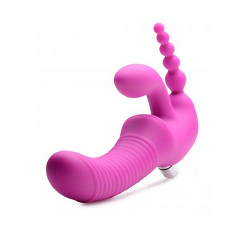 REGAL RIDER - TRIPLE VIBRATING SILICONE STRAPLESS STRAP-ON