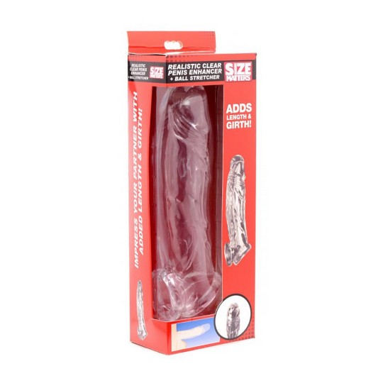 REALISTIC CLEAR PENIS SLEEVE AND BALL STRETCHER