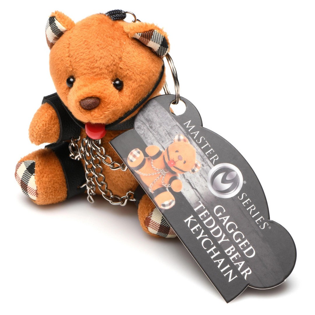 GAGGED TEDDY BEAR KEYCHAIN - BROWN