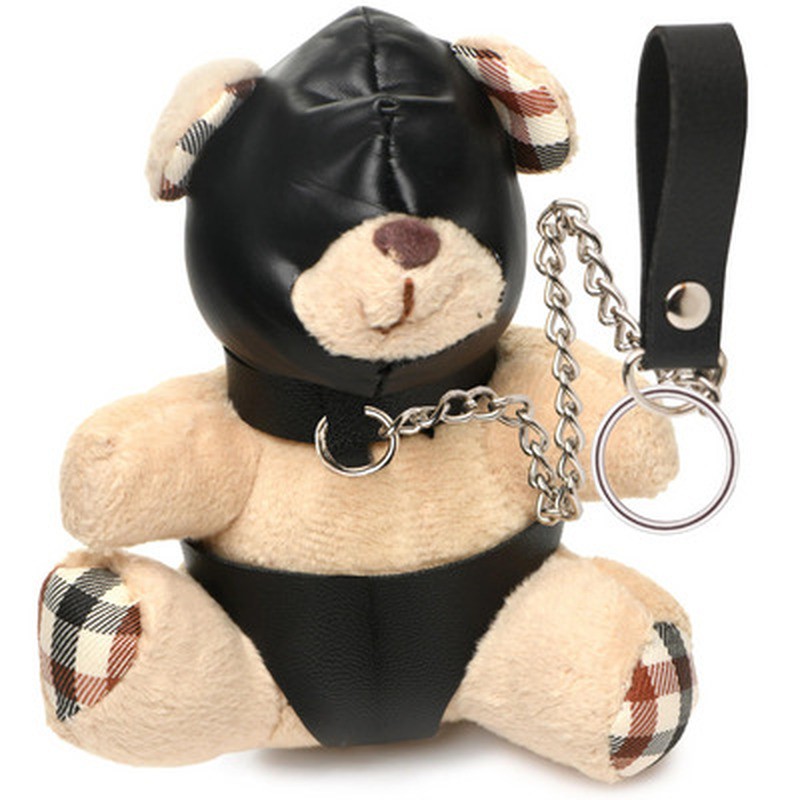 HOODED TEDDY BEAR KEYCHAIN - TAN