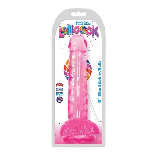 SLIM STICK CHERRY ICE - DILDO WITH BALLS - 8 / 20,5 CM