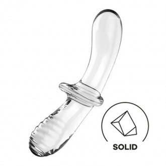 SATISFYER DOUBLE CRYSTAL GLASS DILDO TRANSPARENT