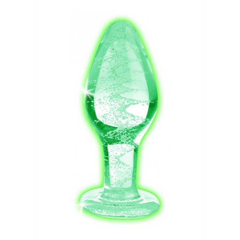 GLOW-IN-THE-DARK - GLASS BUTT PLUG - LARGE