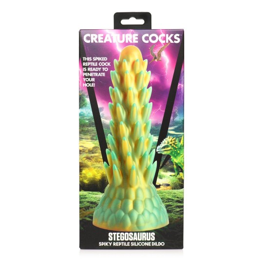 STEGOSAURUS - SPIKY REPTILE SILICONE DILDO - GREEN