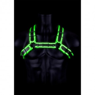 BULLDOG HARNESS WITH BUCKLE - GLOW IN THE DARK - S/M