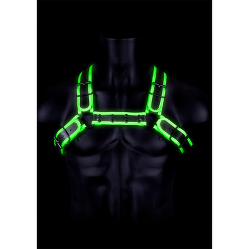 BULLDOG HARNESS WITH BUCKLE - GLOW IN THE DARK - S/M