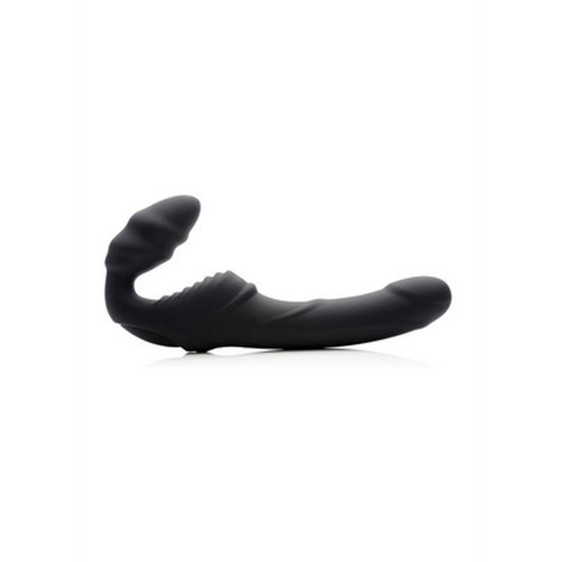 SLIM RIDER - RIBBED VIBRATING STRAPLESS STRAP-ON