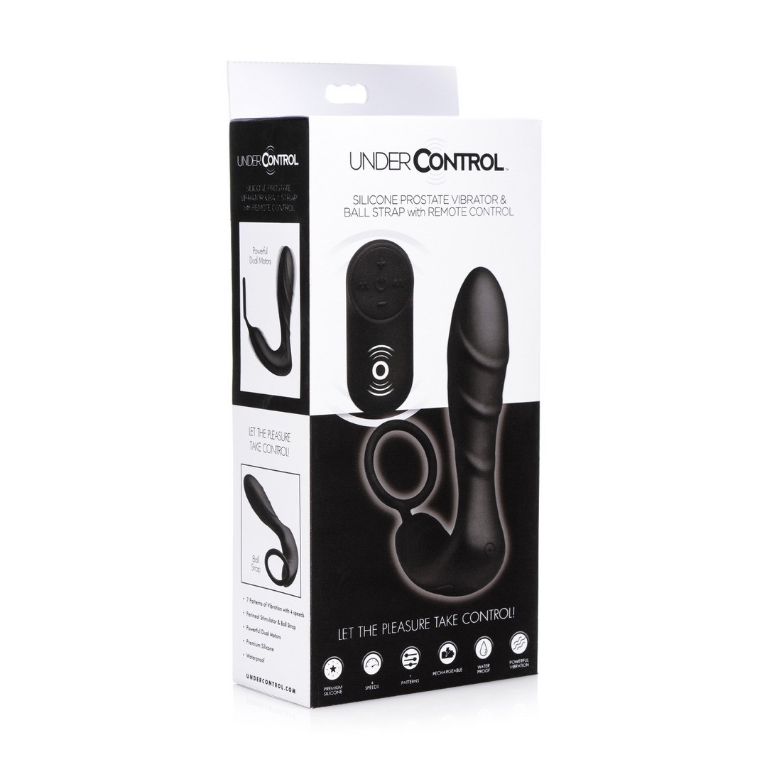 SILICONE PROSTATE VIBRATOR AND STRAP WITH REMOTE CONTROL