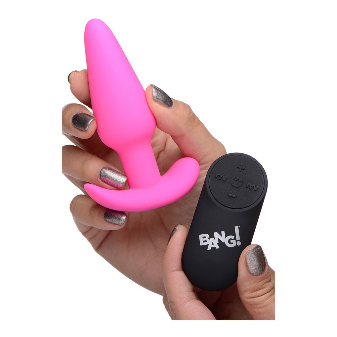 VIBRATING SILICONE BUTT PLUG WITH REMOTE CONTROL