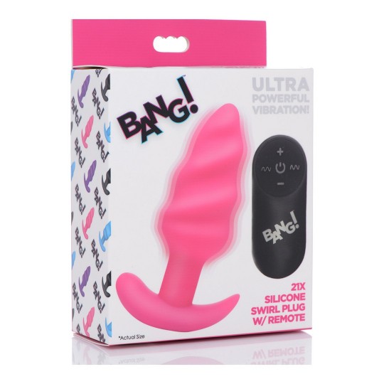 VIBRATING SILICONE SWIRL BUTT PLUG WITH REMOTE CONTROL