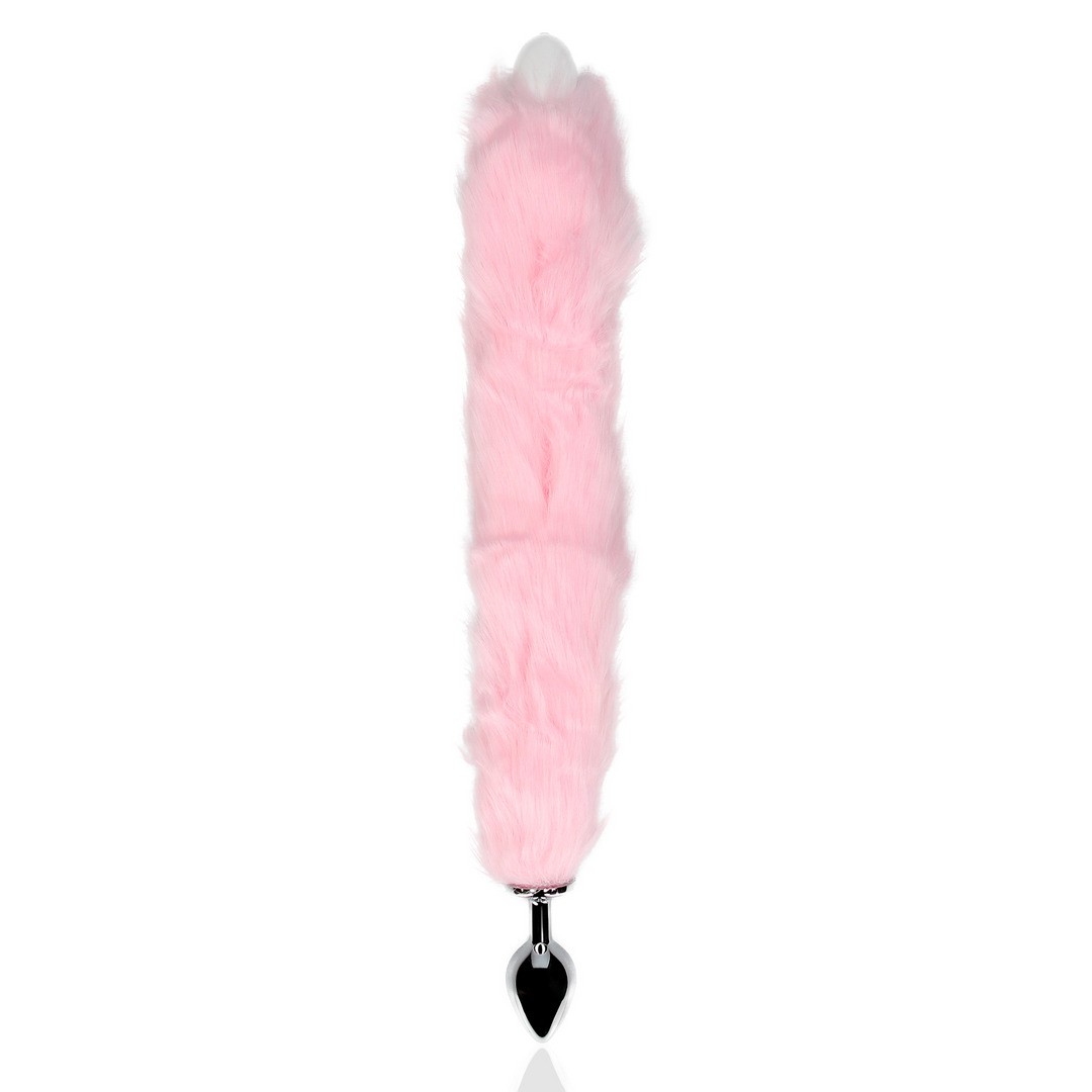 LIGHT-UP FOX TAIL WITH METAL BUTT PLUG - PINK