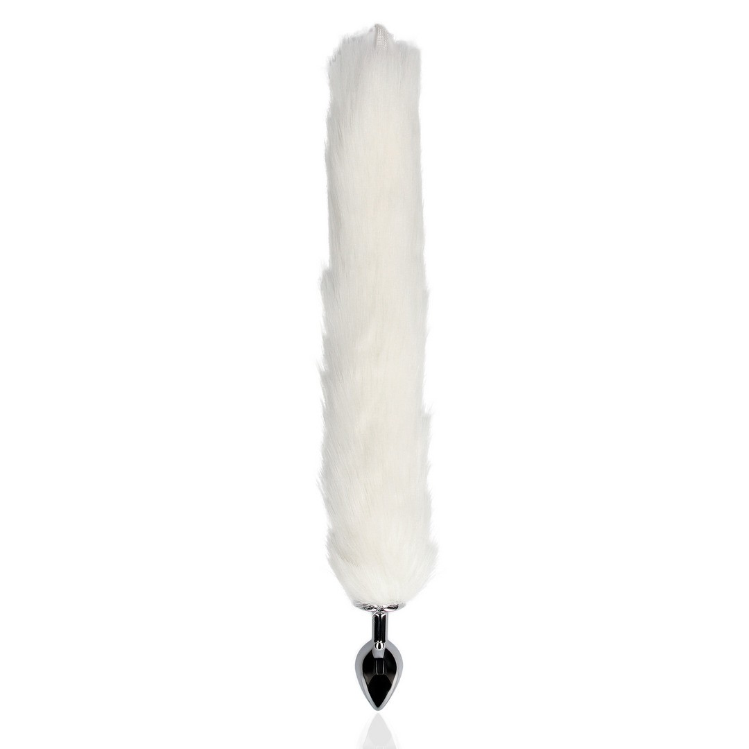 LIGHT-UP FOX TAIL WITH METAL BUTT PLUG - WHITE