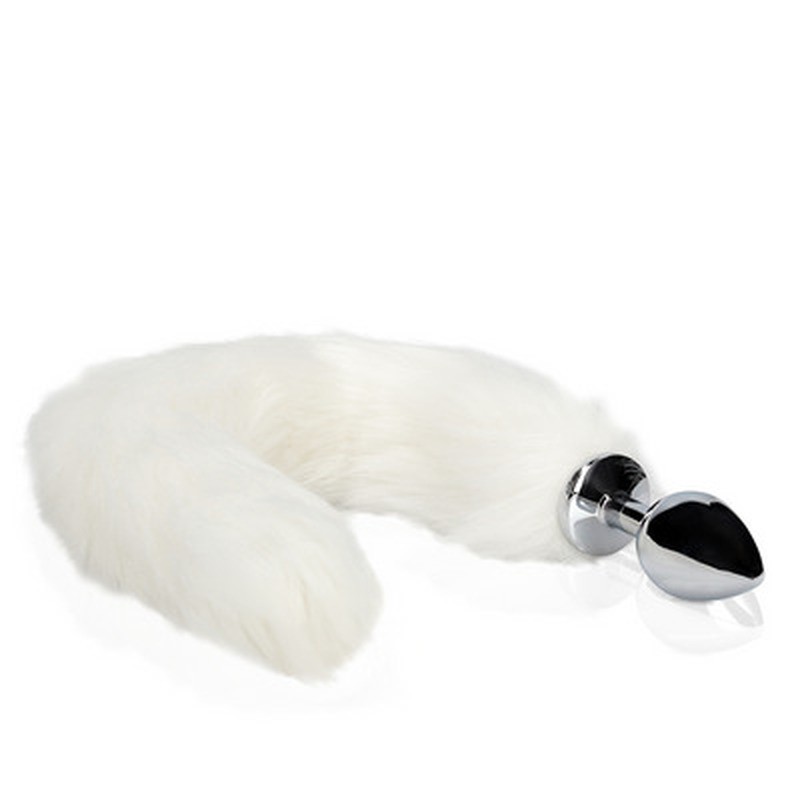 FOX TAIL WITH METAL BUTT PLUG - WHITE