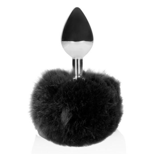 BUNNY TAIL WITH METAL BUTT PLUG - BLACK