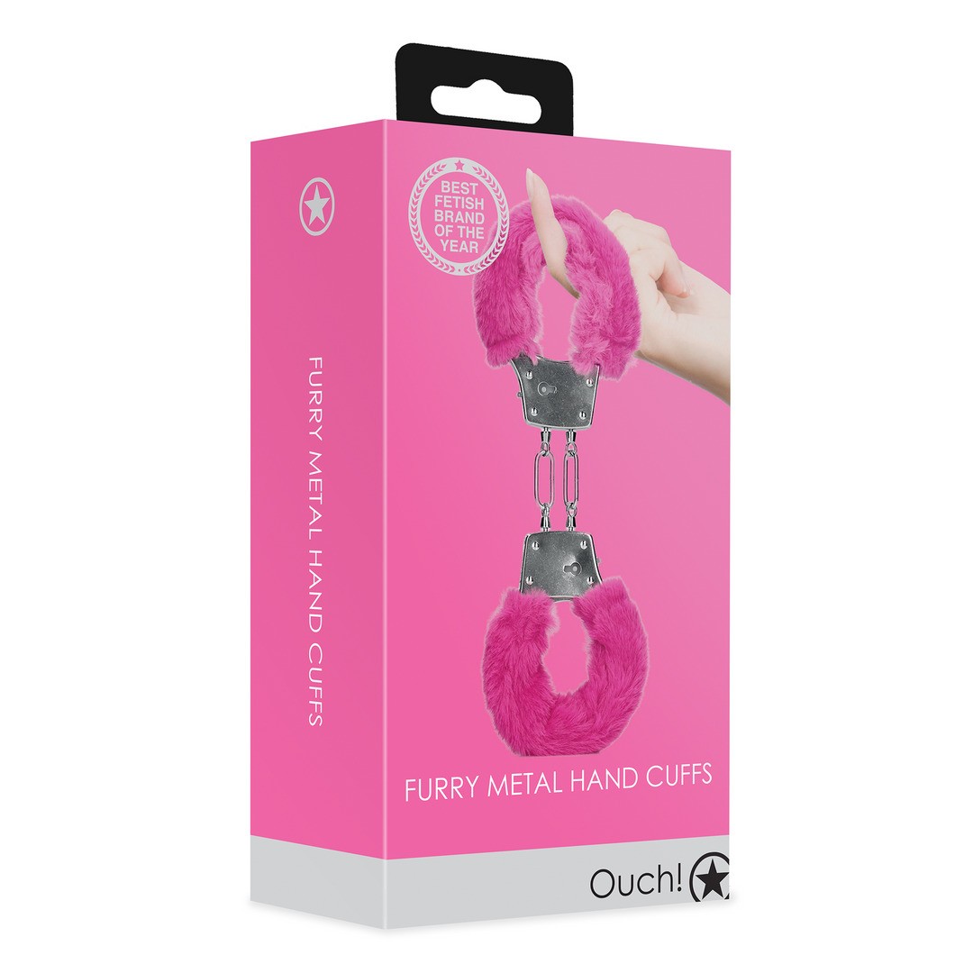 FURRY METAL HAND CUFFS - PINK