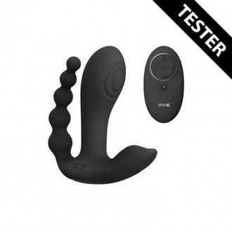 KATA - PULSE WAVE  VIBRATING DOUBLE PENETRATION VIBRATOR - BLACK - TESTER