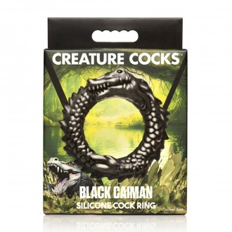 BLACK CAIMAN - SILICONE COCK RING - BLACK