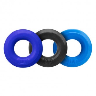 HUJ3 - COCKRING 3-PACK - TAR / COBALT / AQUA