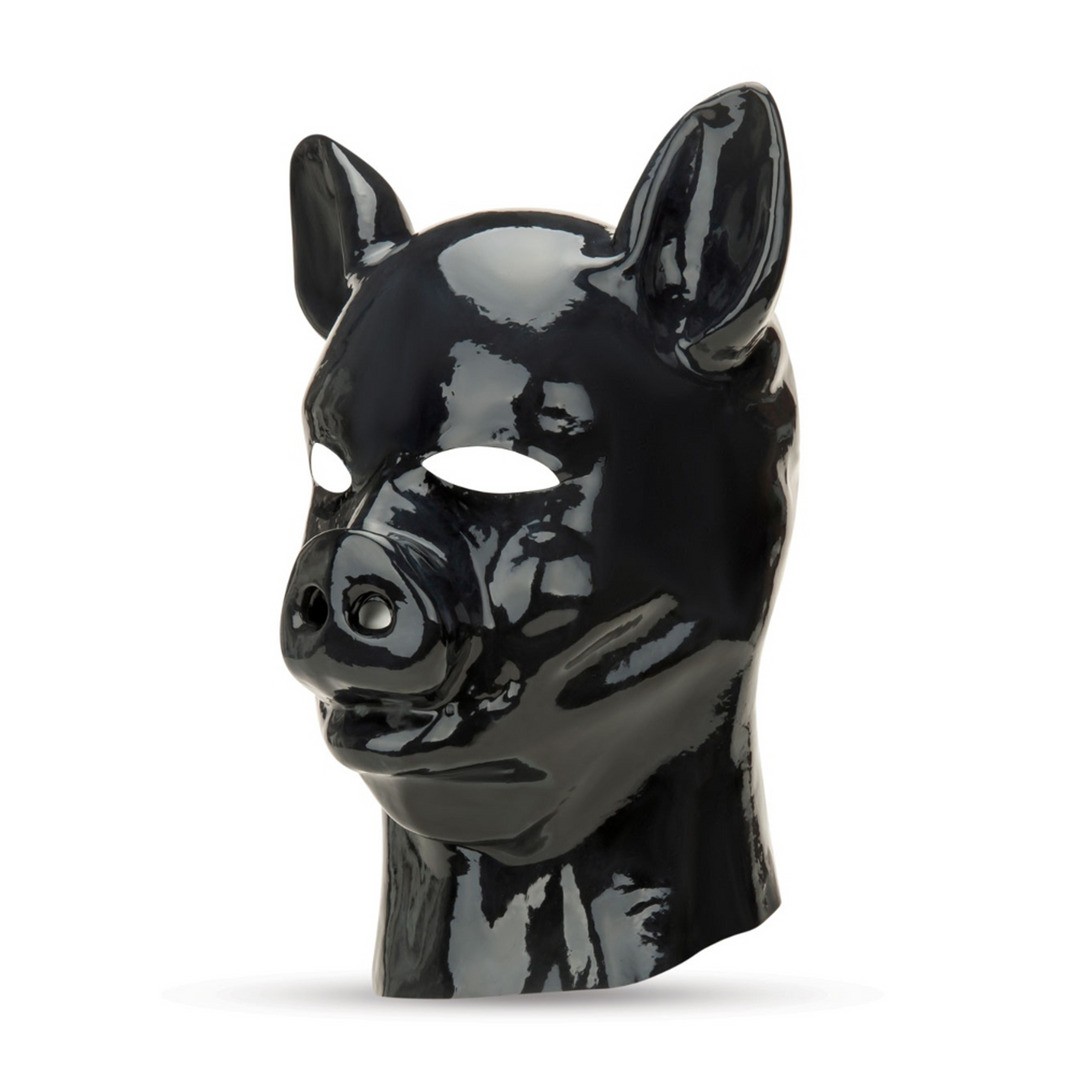 LATEX PIG HOOD - BLACK