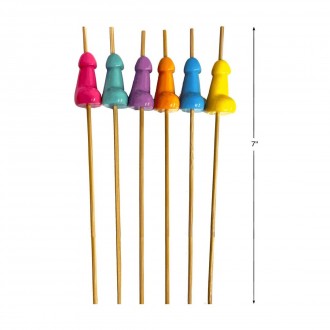 BROCHETTES SUPER FUN PENIS - HOR D'OEUVRE'S PICKS - SET OF 6 LITTLE GENIE PRODUCTIONS