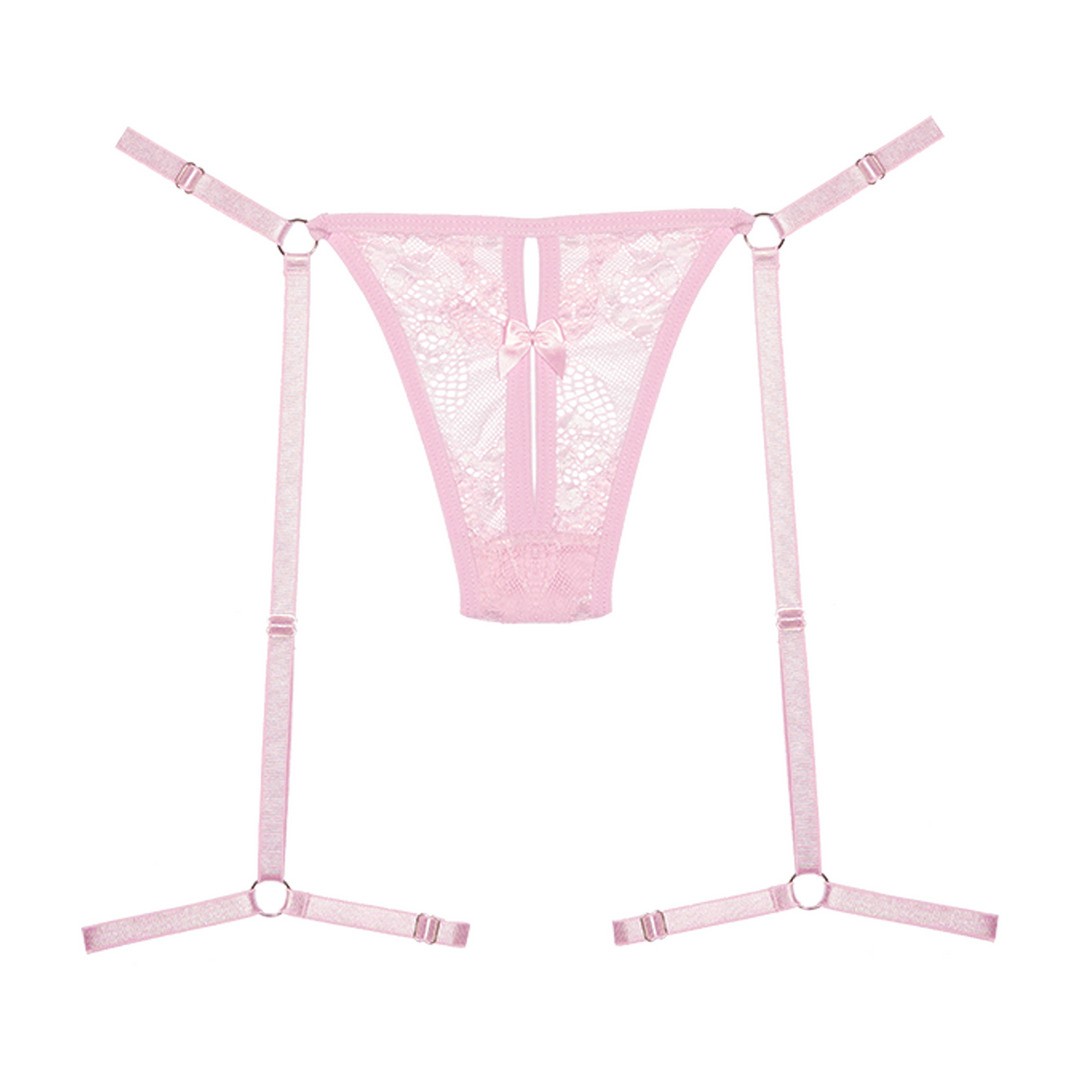 SAY IT WITH GARTERS - LACE THONG - OS - PINK