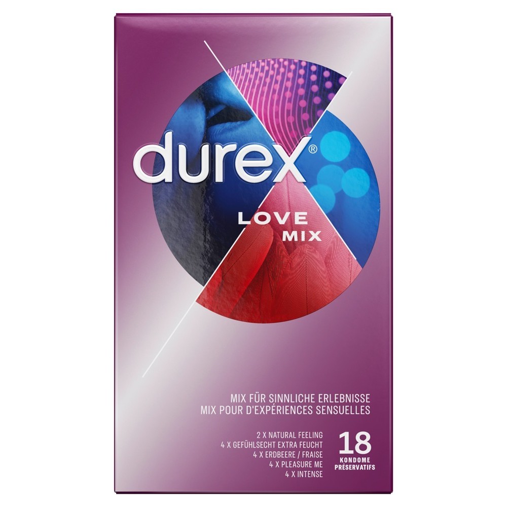 CAIXA COM 18 PRESERVATIVOS LOVE MIX DUREX