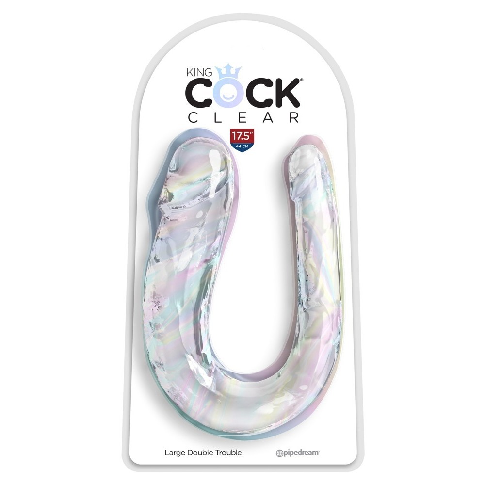 DILDO LARGE DOUBLE TROUBLE KING COCK CLEAR 17,5&quot;