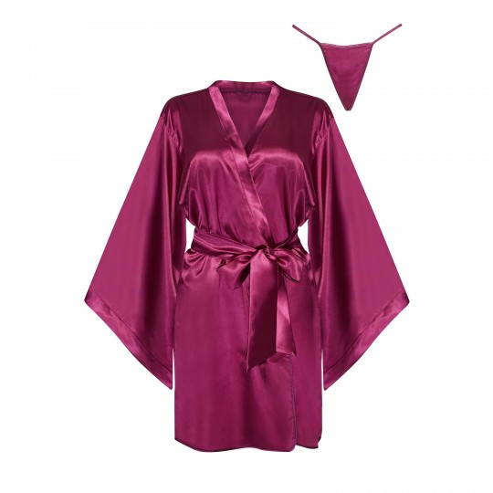 BEAUTY NIGHT FASHION SAMIRA PEIGNOIR AND THONG BURGUNDY