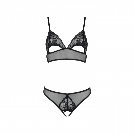 CHRISTA SET WITH OPEN BRA BLACK  PASSION