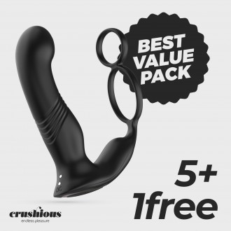 PACK 5 + 1 GRÁTIS VIBRADOR DE PRÓSTATA COM COMANDO ERIXOS CRUSHIOUS