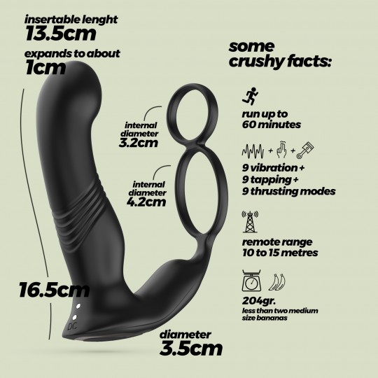 VIBRATEUR DE PROSTATE AVEC TÉLÉCOMMANDE ERIXOS CRUSHIOUS