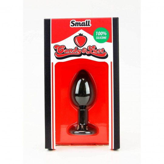 PLUG ANAL DE SILICONE PEQUENO COM JOIA PRETO CANDY LUST