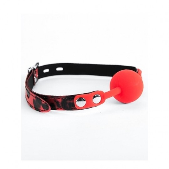 ARGUS FETISH RED LEOPARD BALL GAGG