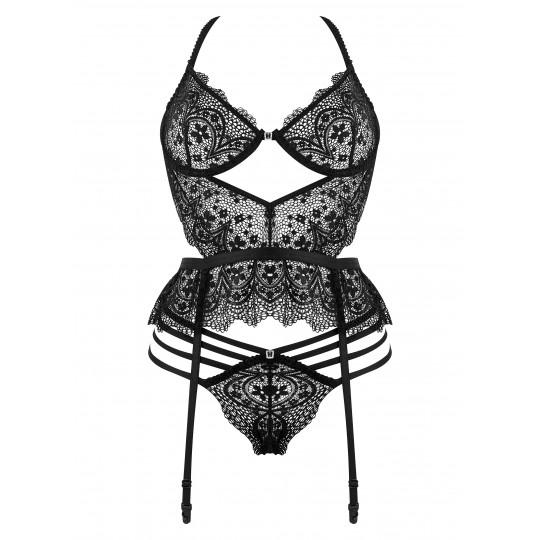 CORPETTO E PERIZOMA LACE TEMPTATION NERO BEAUTY NIGHT FASHION