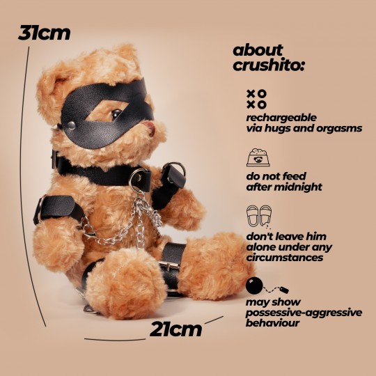 ORSO TEDDY BONDAGE CRUSHITO NERO 32CM CRUSHIOUS