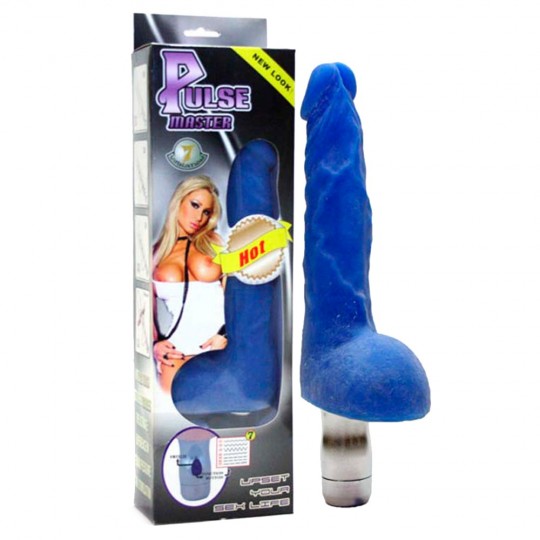 VIBRADOR PULSE MASTER COM LUZ REALISTA AZUL